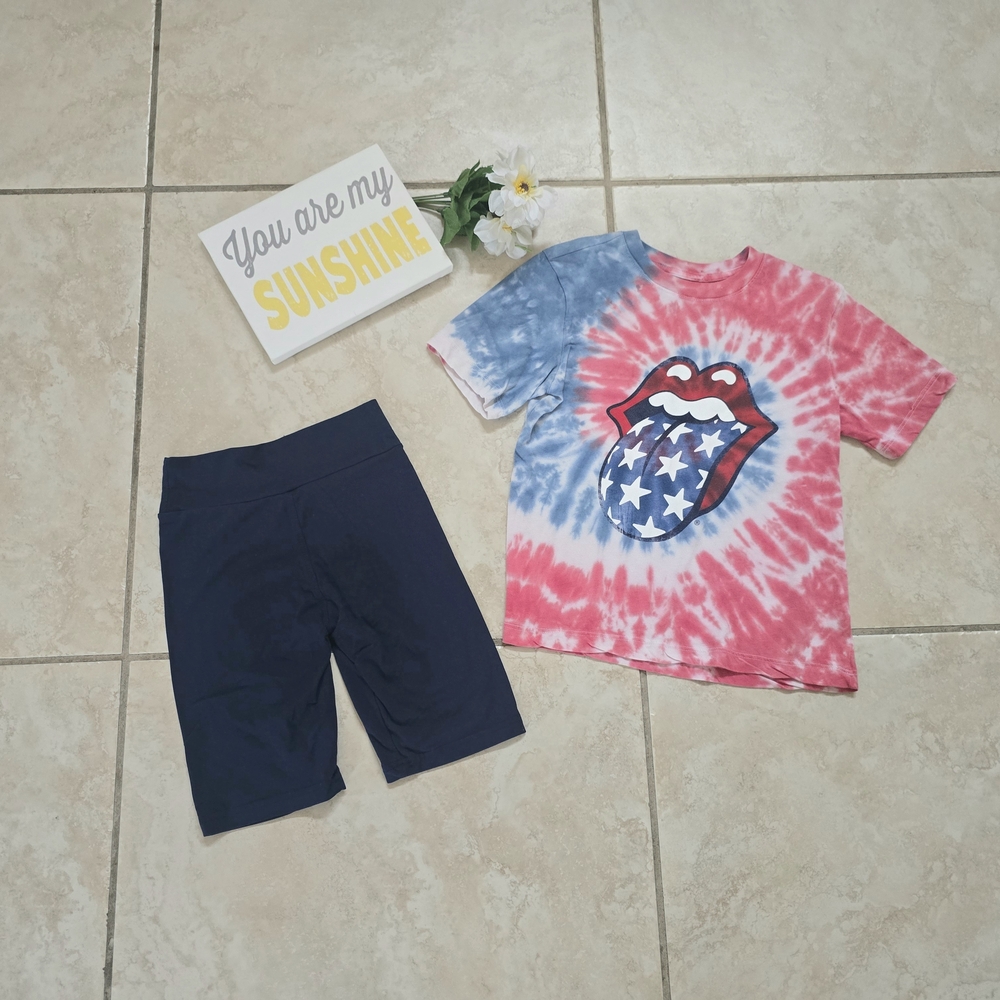 the Rolling Stones Pink & White Tie-Dye Logo Tee